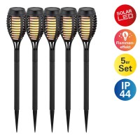 3 Set LED earth spit "torch" 58 cm made of gray plastic, with integrated LED, solar light for outside