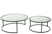 J -Line Coffee Table Round - Metal/Glass - Black