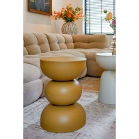 Luna Bijzettafel - H46 x Ø32 cm - IJzer - Okergeel