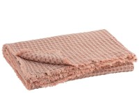 J-Line Plaid waffle pattern - cotton - light pink - 180 x 140 cm