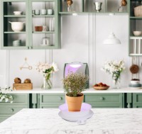 LED plant tablet light 24 cm high, made of metal and plastic in white, with integrated LED