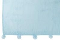 J-Line Plaid Pompom - polyester - sky blue - 170 x 130 cm