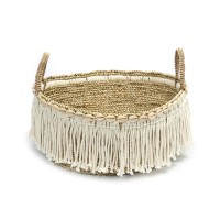 The Boho Fringe Basket - Natural White