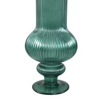 Keala Dark Green Round Ribbed Glass Vase On Base S