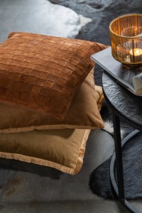 J-Line cushion Square Small - leather - cognac