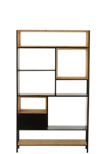 J-Line Shelf Tina Wood/Iron Black/Natural Large