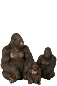 J-Line figuur Gorilla - polyresin - donkerbruin - large