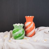 Vase- Swirl- Stoneware - Mint/ Green- 13x13x15.5cm