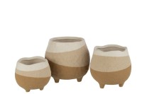 J-Line flower pot on foot - ceramic - beige/light brown - large