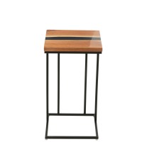 J-Line bijzettafel Vierkant - hout/epoxyhars - naturel/zwart