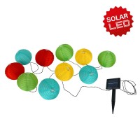 LED textile 10-solar light chain colorful, for outside, light chain-metal and plastic and textile, colorful, with integrated LED