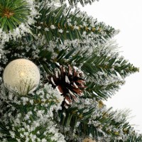 Kaprun Kunstkerstboom in Pot met LED Verlichting en Timerfunctie - H90 x Ø51 cm - Groen, Goud