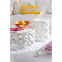 J-Line Bijzettafel Gekerfd Sparhout/Mdf Wit