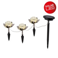 Solar-deco-earthspieß 3 Set "Lule" Ø approx. 10 cm, approx. 20 cm high, stainless steel, glass with a crackle effect
