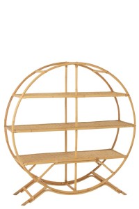 J-Line Rack 3 Shelves Rattan Natural