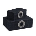 Hazael Black Suede Box Silver Handle Set Of 2
