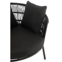 J-Line Stoel Joa Metaal/Rattan Zwart