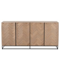 J-Line dressoir 4 Deuren Zigzag - hout/metaal - naturel/zwart