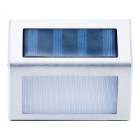 4 Set LED solar outer light, for outside, wall lamp-metal and plastic in steel-blank, with integrated LED