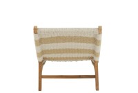 J-Line lounger + cushion Stripes - plastic/teak - white/natural