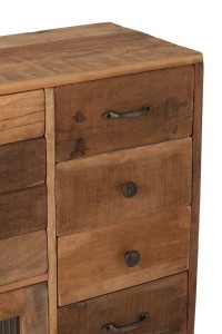 J-Line Cabinet Retro Recycled Wood/Glass Natural