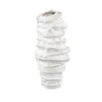 Aharon White Ceramic Irregular Shaped Vase Slim L