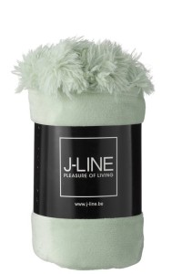 J-Line Plaid Pompom - polyester - light green - 170 x 130 cm