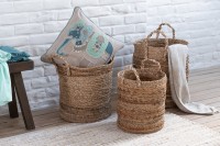 J-Line Set Of Three Baskets Lucie Raffia Natural