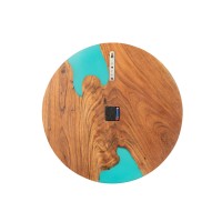 J-Line Wandklok Modern Acacia Hout/Epoxyhars Naturel/Blauw