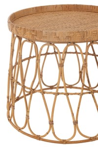 J-Line Set of 2 Table Round Rattan/Plywood Natural