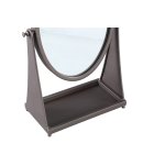 Francess Brown Round Iron Table Mirror Flower High