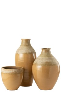 J-Line Vase Modern Ceramic Light Brown Large