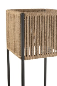 J-Line Lamp Square Iron/Jute Natural/Black