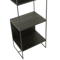 J-Line rek Slim Teak - hout/metaal - zwart