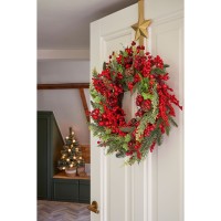 Norah Kerstkrans met Dennenappels - H13 x Ø50 cm - Rood