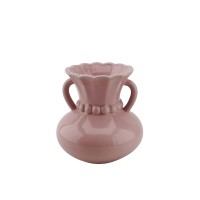 Vaas - parelhals - steengoed lichtroze- 14x14x15cm