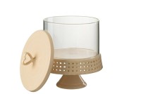 J-Line Cake plate under glass - cake stand - ceramic - peach - L