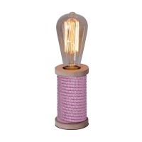 Table lamp max. 12cm high, decorative table lamp made of metal and plastic and textile material in pink white, E27 socket, table lamp for dining room, kitchen, children's room, hallway