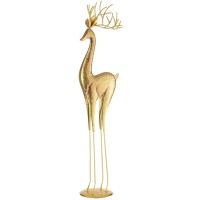 J-Line figuur Rendier Op Voet - metaal - goud - large