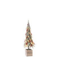 J-Line Kerstboom+Led Kunststof Sneeuw Groen/Rood Medium