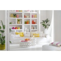 J-Line Bijzettafel Gekerfd Sparhout/Mdf Wit