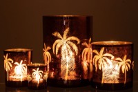 J-Line lantern Palm tree - glass - brown - extra large