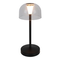 2 Set LED battery table light "Gomba" for outside and inside, made of metal and plastic in black, 18.5 cm high