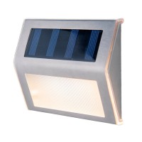 4 Set LED solar outer light, for outside, wall lamp-metal and plastic in steel-blank, with integrated LED