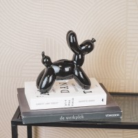 Ornament- Spaarpot Ballon Hond- Keramiek- Zwart-17x7x17cm