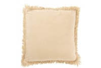 J-Line cushion Fringe - cotton/velvet - beige