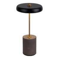 Akku Tischleuchte "SETA" schwarz 30 cm hoch aus Metall und Beton, mit fest verbauter LED