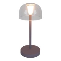 2-er Set LED battery table light "Gomba" for outside and inside, made of metal and plastic in blackberry, 18.5 cm high