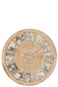 J-Line Wall Clock Photo Beautiful Mdf Natural
