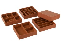 J-Line Jewelry Box 4 Pieces Faux Leather Cognac